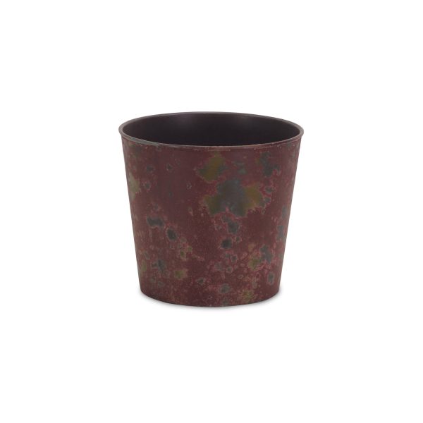 7" Red Recycled Plastic Indoor Outdoor Round Pot Planter - Image 2
