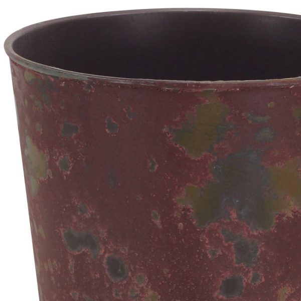 7" Red Recycled Plastic Indoor Outdoor Round Pot Planter - Image 3