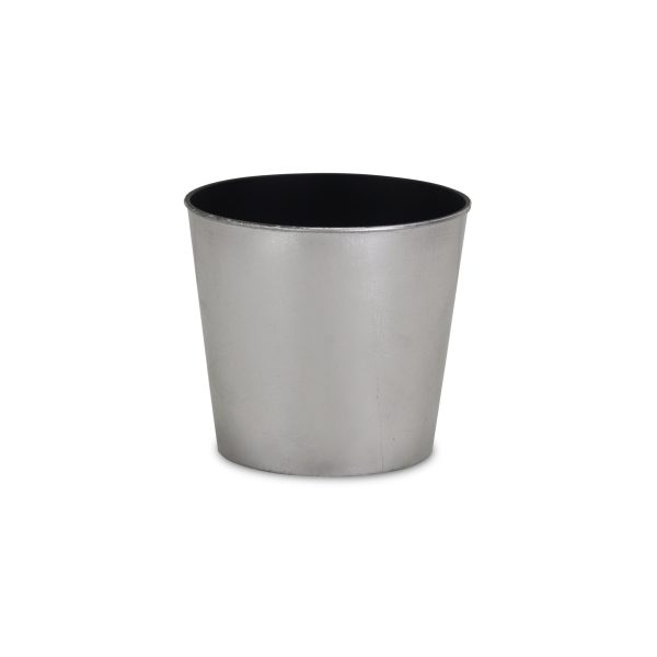 7" Silver Recycled Plastic Indoor Outdoor Round Pot Planter - Image 2