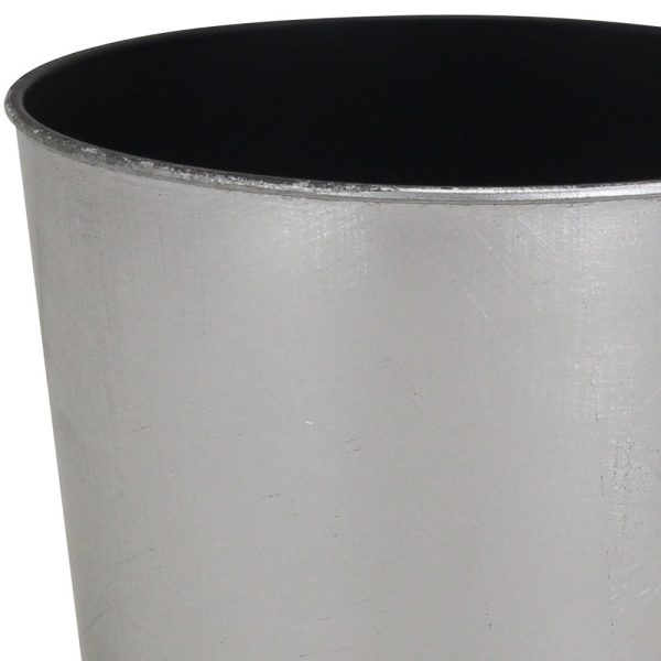 7" Silver Recycled Plastic Indoor Outdoor Round Pot Planter - Image 3