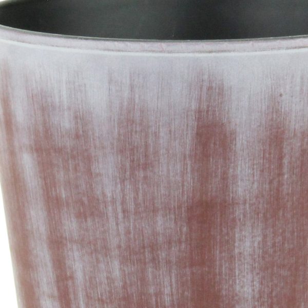 6" Brown and Ivory Textural Tone On Tone Recycled Plastic Indoor Outdoor Round Pot Planter - Image 3