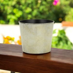 6" Gray Recycled Plastic Indoor Outdoor Round Pot Planter