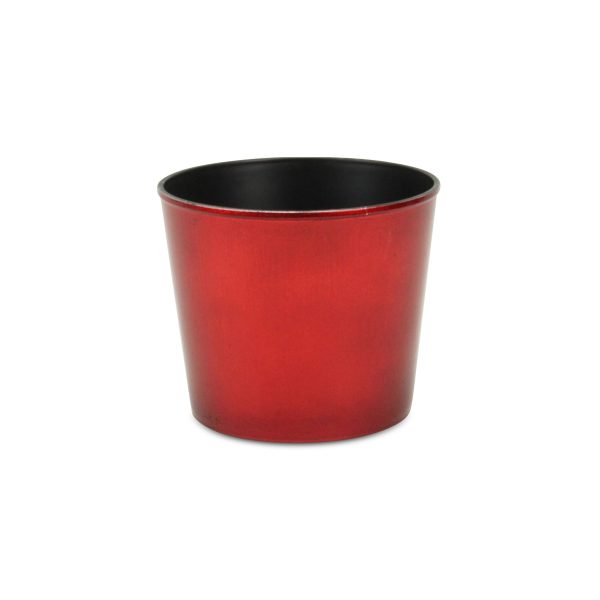 6" Red Recycled Plastic Indoor Outdoor Round Pot Planter - Image 2
