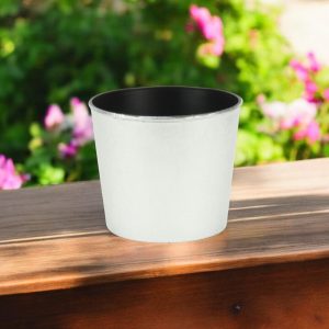 6" Silver Recycled Plastic Indoor Outdoor Round Pot Planter
