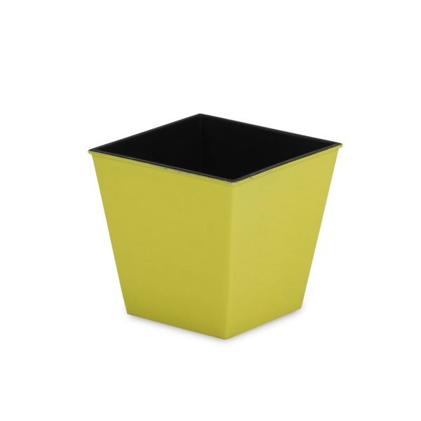 5" Yellow Recycled Plastic Indoor Outdoor Square Pot Planter - Image 2