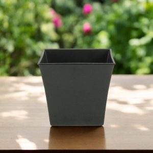 7" Black Recycled Plastic Indoor Outdoor Square Pot Planter