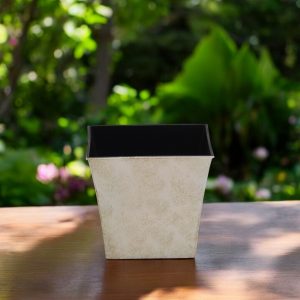 7" Cream Recycled Plastic Indoor Outdoor Square Pot Planter