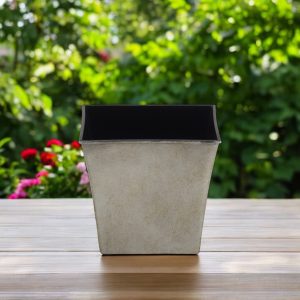 7" Gray Recycled Plastic Indoor Outdoor Square Pot Planter