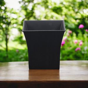 7" Black Recycled Plastic Indoor Outdoor Square Pot Planter