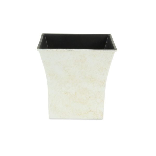 7" Cream Recycled Plastic Indoor Outdoor Square Pot Planter - Image 2