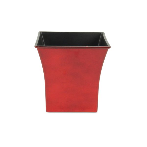 7" Red Recycled Plastic Indoor Outdoor Square Pot Planter - Image 2
