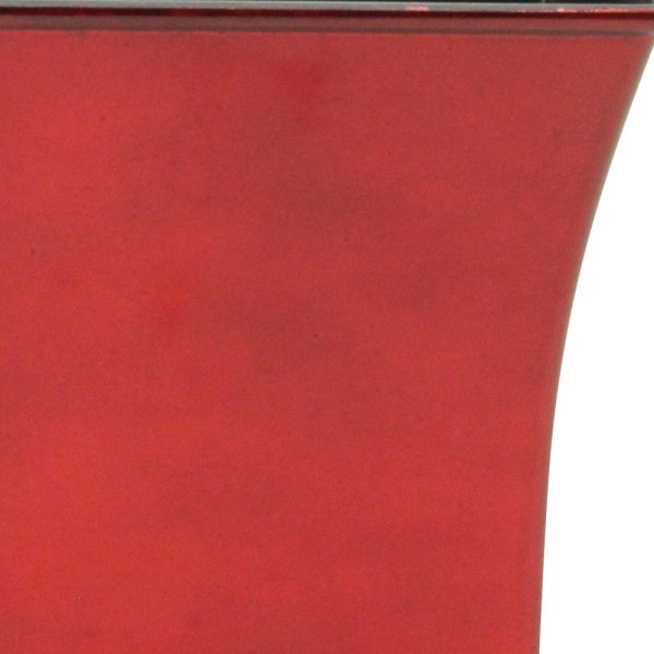 7" Red Recycled Plastic Indoor Outdoor Square Pot Planter - Image 3