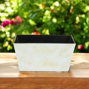 8" Cream Recycled Plastic Indoor Outdoor Rectangular Planter Box