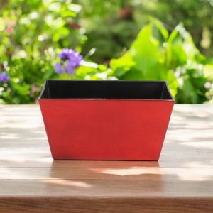8" Red Recycled Plastic Indoor Outdoor Rectangular Planter Box