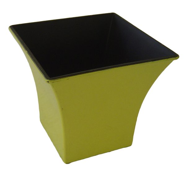 5" Yellow Recycled Plastic Indoor Outdoor Square Pot Planter - Image 2