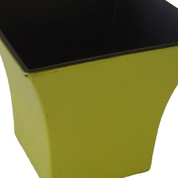5" Yellow Recycled Plastic Indoor Outdoor Square Pot Planter - Image 3