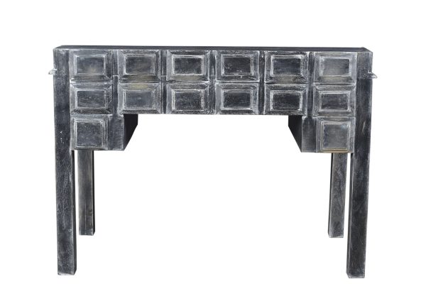 46" Black Solid Wood Writing Desk With Seven Drawers - Image 3
