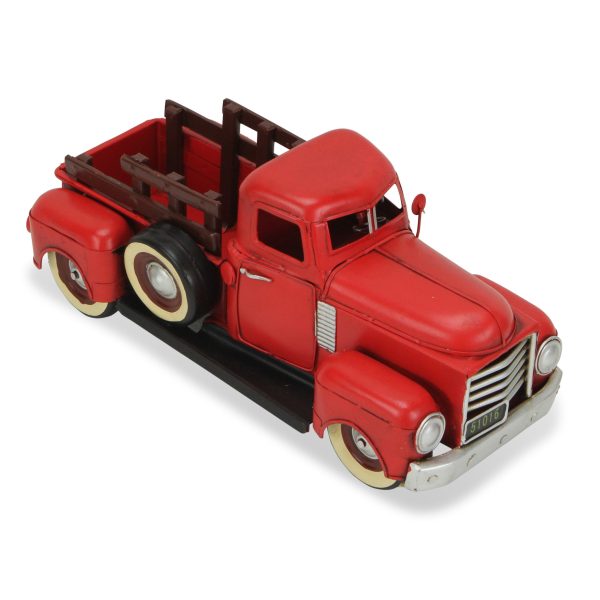 6" Red and Black Metal Hand Painted 1950's Red Truck Model Car - Image 2