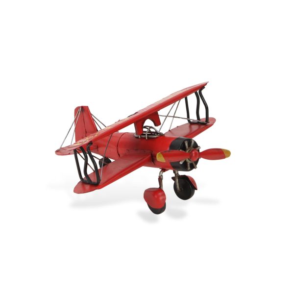 5" Red and Black Metal Hand Painted 1933 G5 Bi Plane Model Airplane - Image 3