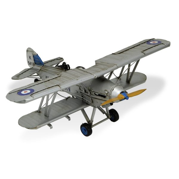 5" Blue and Gray Metal Hand Painted Model Airplane Tabletop Sculpture - Image 2
