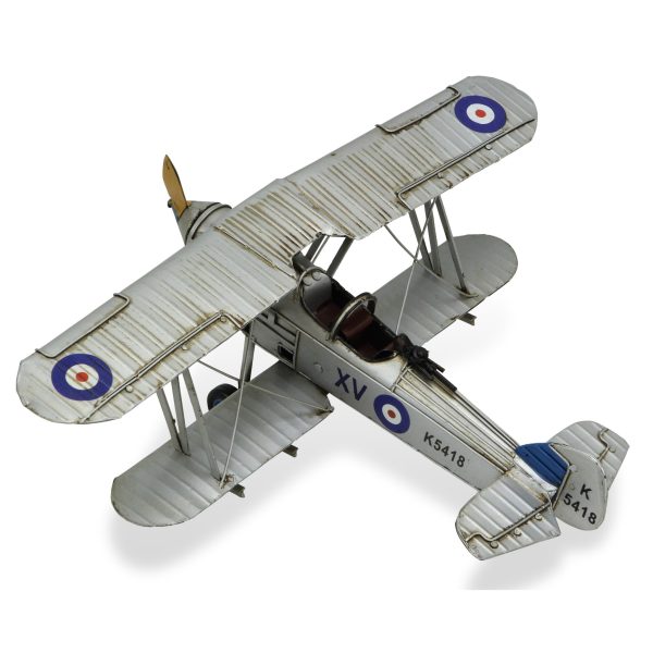 5" Blue and Gray Metal Hand Painted Model Airplane Tabletop Sculpture - Image 3