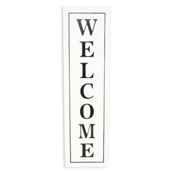 39" X 11" White and Black Welcome Metal Wall Decor - Image 2