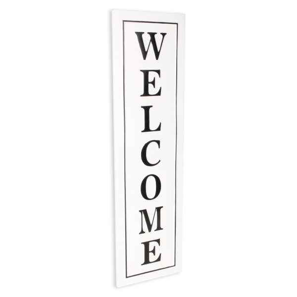 39" X 11" White and Black Welcome Metal Wall Decor - Image 3