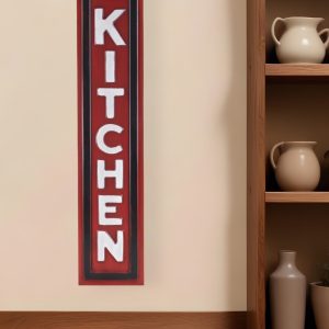 37" X 8" Red and White Kitchen Metal Wall Decor