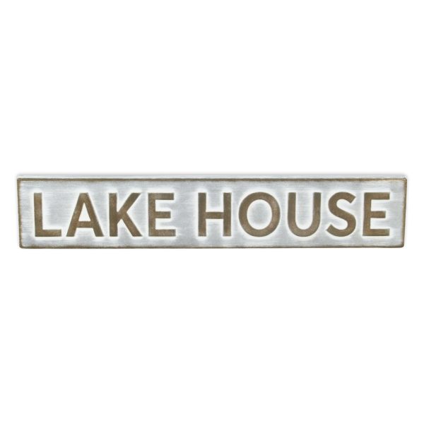 5" X 24" Gray and Brown Lake House Metal Wall Decor - Image 2