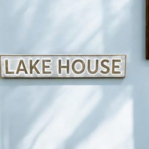 5" X 24" Gray and Brown Lake House Metal Wall Decor