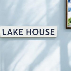 5" X 24" White Lake House Metal Wall Decor
