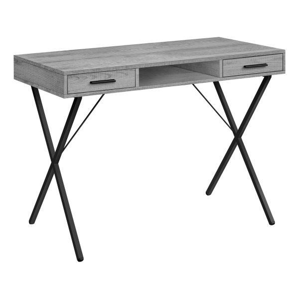 42" Gray and Black Computer Desk With Two Drawers - Image 2