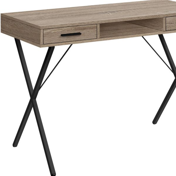 42" Taupe and Black Computer Desk With Two Drawers - Image 3