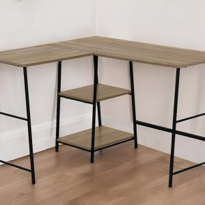 42" Taupe and Black L Shape Computer Desk