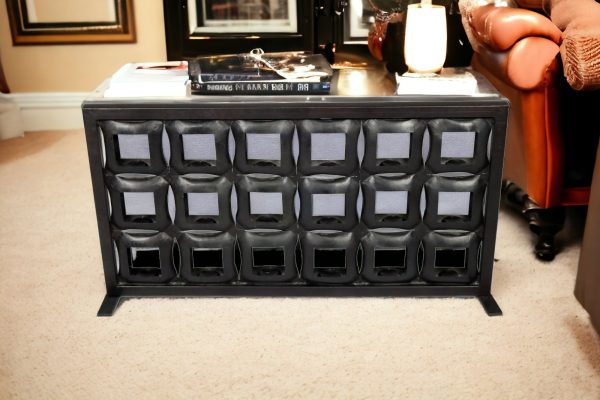 23" Black Iron Geometric Floor Tealight Candle Holder - Image 2