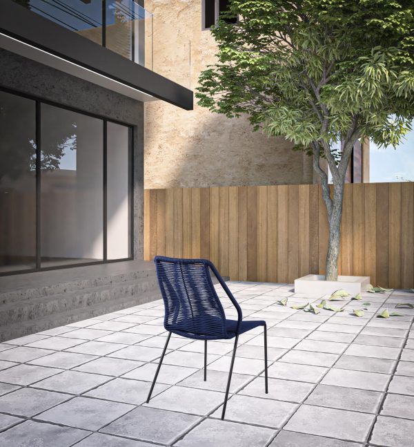 Set of Two 22" Blue Metal Outdoor Dining Chair - Image 2