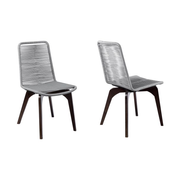 Set of Two 18" Silver Solid Wood Outdoor Dining Chair - Image 3