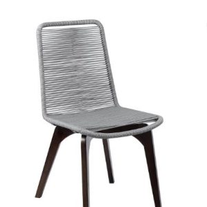 Set of Two 18" Silver Solid Wood Outdoor Dining Chair