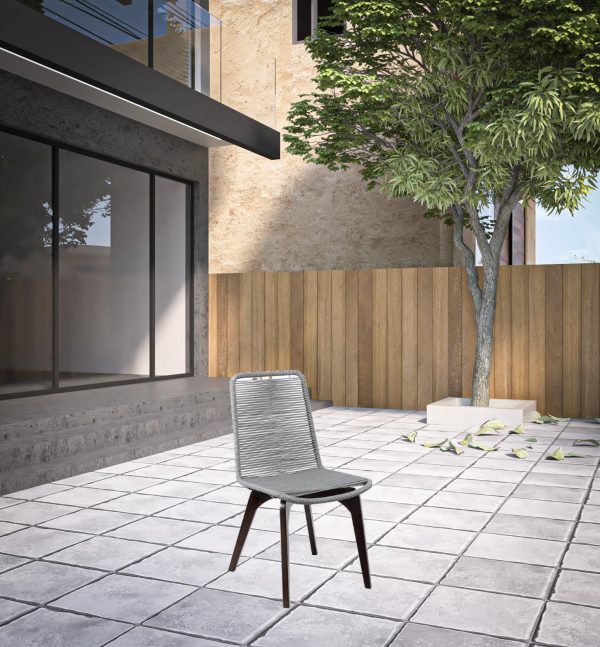 Set of Two 18" Silver Solid Wood Outdoor Dining Chair - Image 2