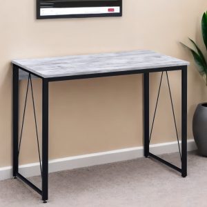 35" Antiqued White and Black Writing Desk