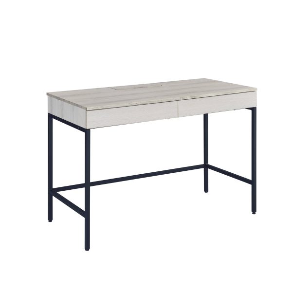42" Natural and Black Writing Desk With Two Drawers - Image 3