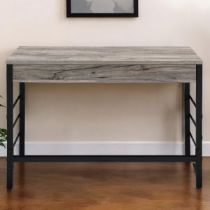 42" Brown and Black Writing Desk With Two Drawers