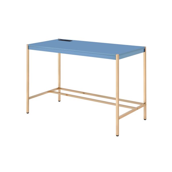 42" Navy Blue and Gold Writing Desk - Image 3