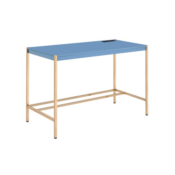 42" Navy Blue and Gold Writing Desk - Image 2