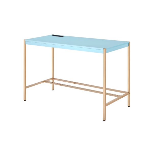 42" Baby Blue and Gold Writing Desk - Image 3