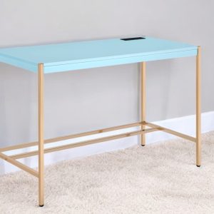 42" Baby Blue and Gold Writing Desk