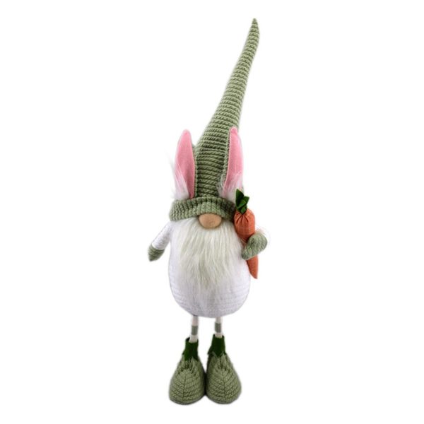 29" Green and White Fabric Easter Standing Gnome - Image 2