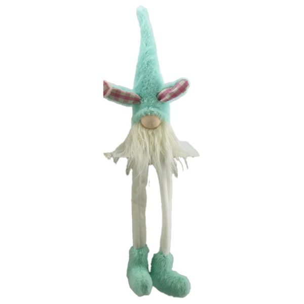 23" Blue and White Fabric Easter Bunny Gnome - Image 2