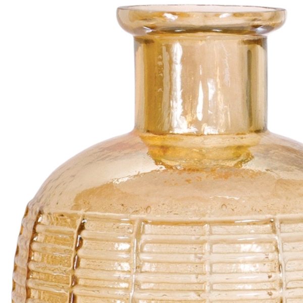 10" Orange Ribbed Cylinder Glass Table Vase - Image 3