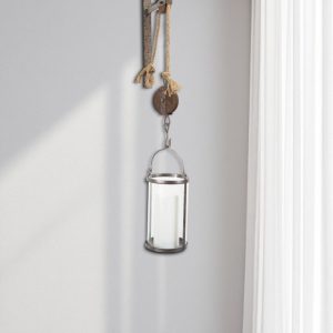 32" Silver Metal And Glass Wall Sconce Candle Holder